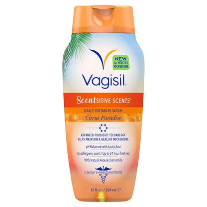 Vagisil Intimwaschgel für die Intimhygiene, Scentsitive Scents, pH-ausgeglichen und gynäkologisch getestet, Citrus Paradise, 355 ml (1er-Pack)