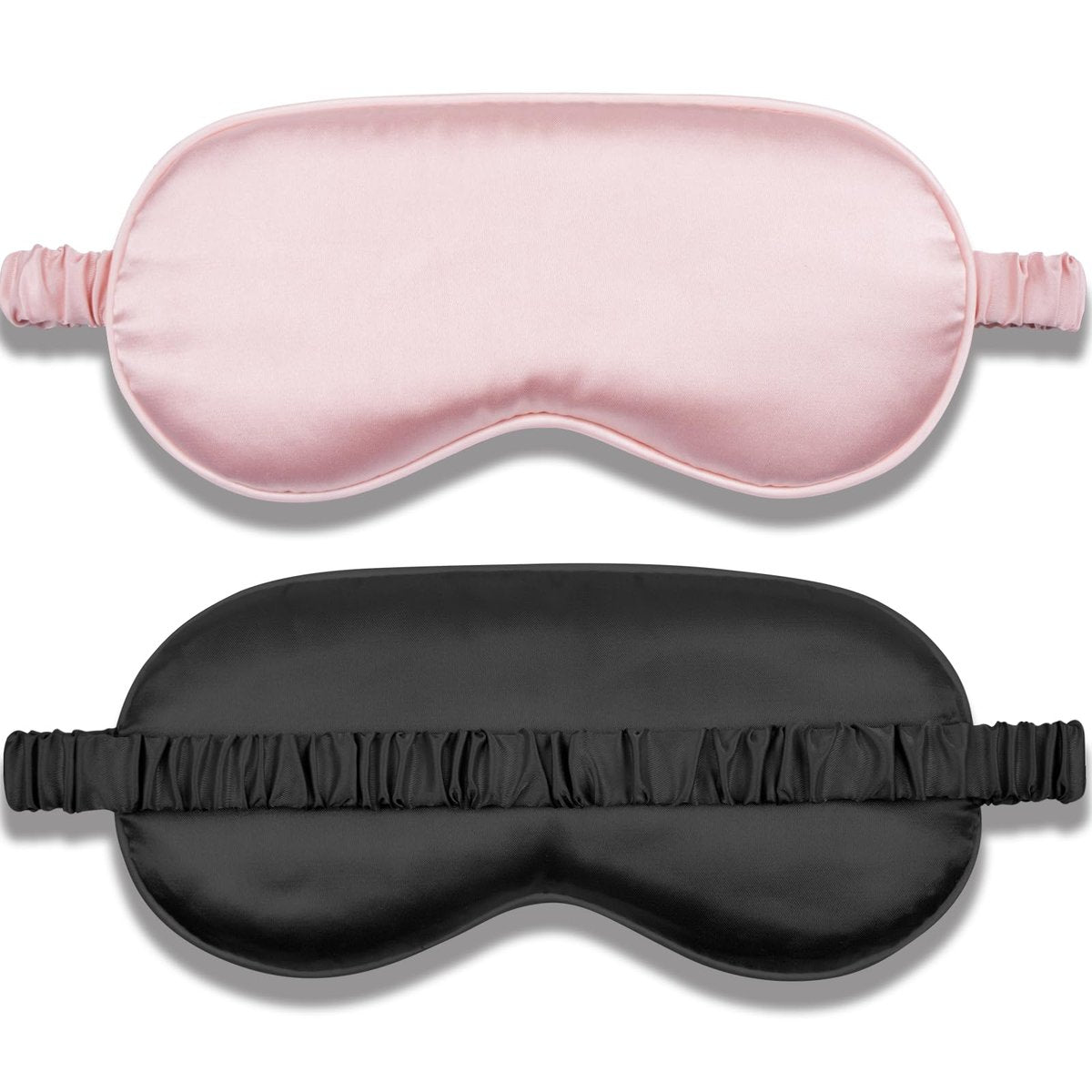 Amrules Schlafmaske Set mit 2 Stück, verstellbare Seiden-Augenmaske für erholsamen Schlaf, weiche Schlafbrille für Frauen, ideal zur Lichtblockierung, Reduzierung von Schwellungen und Verbesserung der Schlafqualität (Rosa & Schwarz)