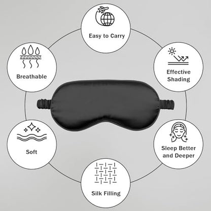 Amrules Schlafmaske Set mit 2 Stück, verstellbare Seiden-Augenmaske für erholsamen Schlaf, weiche Schlafbrille für Frauen, ideal zur Lichtblockierung, Reduzierung von Schwellungen und Verbesserung der Schlafqualität (Rosa & Schwarz)