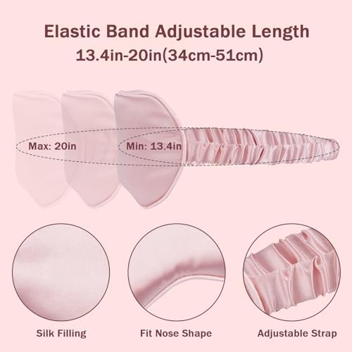 Amrules Schlafmaske Set mit 2 Stück, verstellbare Seiden-Augenmaske für erholsamen Schlaf, weiche Schlafbrille für Frauen, ideal zur Lichtblockierung, Reduzierung von Schwellungen und Verbesserung der Schlafqualität (Rosa & Schwarz)