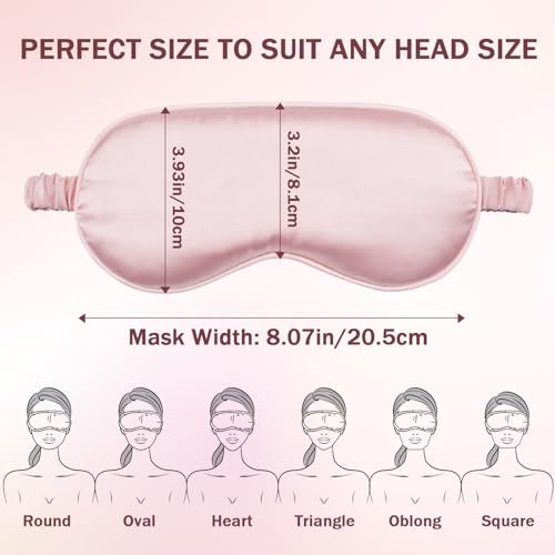 Amrules Schlafmaske Set mit 2 Stück, verstellbare Seiden-Augenmaske für erholsamen Schlaf, weiche Schlafbrille für Frauen, ideal zur Lichtblockierung, Reduzierung von Schwellungen und Verbesserung der Schlafqualität (Rosa & Schwarz)