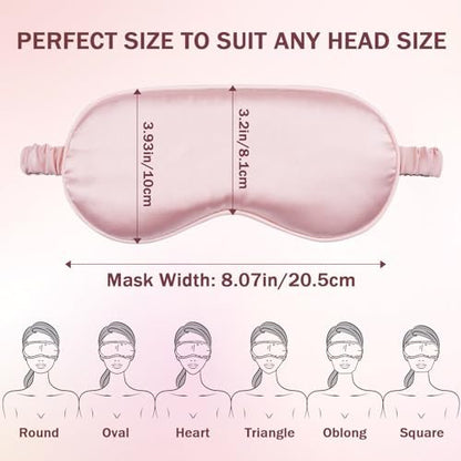 Amrules Schlafmaske Set mit 2 Stück, verstellbare Seiden-Augenmaske für erholsamen Schlaf, weiche Schlafbrille für Frauen, ideal zur Lichtblockierung, Reduzierung von Schwellungen und Verbesserung der Schlafqualität (Rosa & Schwarz)