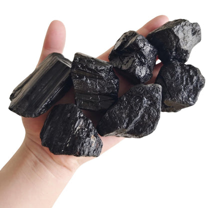 Luckeeper 0,5 lb Schwarzer Turmalin Rohsteine – Bulk Heilsteine für Tumbling, Drahtwickeln, Wicca, Reiki, Meditation