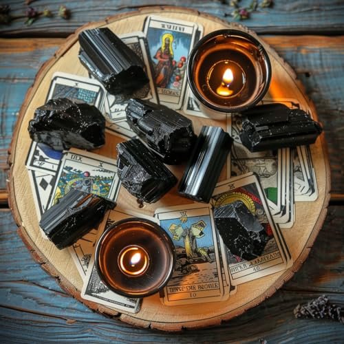 Luckeeper 0,5 lb Schwarzer Turmalin Rohsteine – Bulk Heilsteine für Tumbling, Drahtwickeln, Wicca, Reiki, Meditation