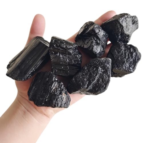 Luckeeper 0,5 lb Schwarzer Turmalin Rohsteine – Bulk Heilsteine für Tumbling, Drahtwickeln, Wicca, Reiki, Meditation