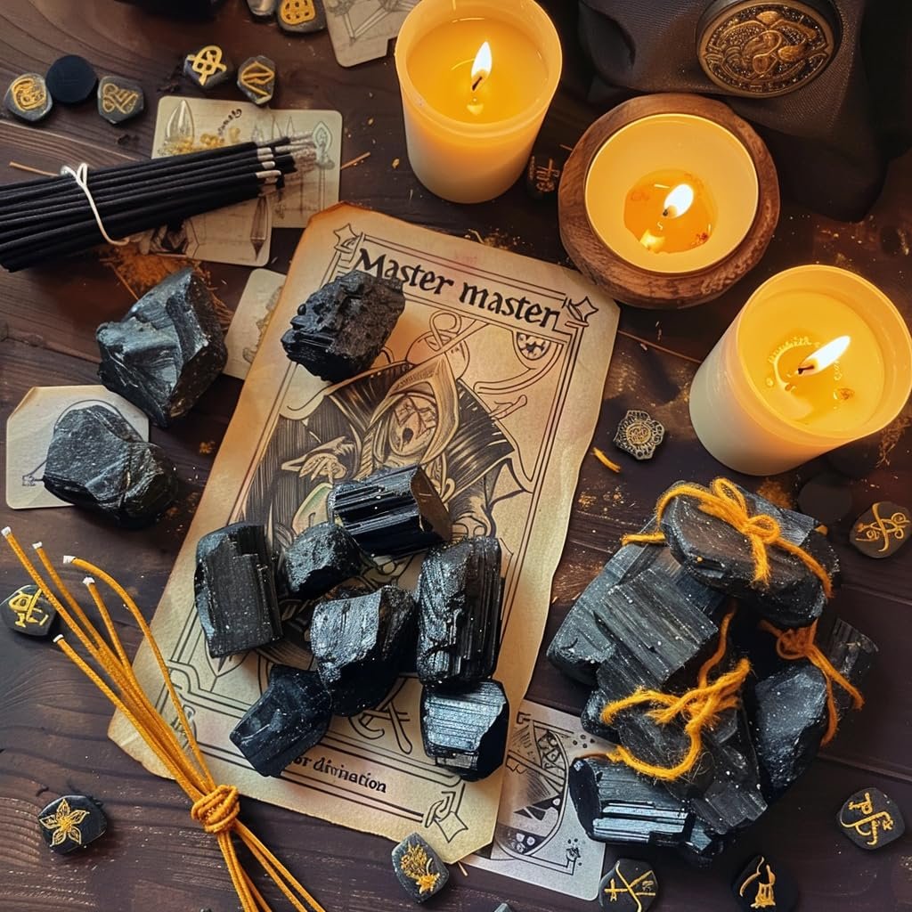 Luckeeper 0,5 lb Schwarzer Turmalin Rohsteine – Bulk Heilsteine für Tumbling, Drahtwickeln, Wicca, Reiki, Meditation