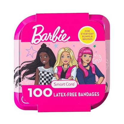 Smart Care Barbie Pflaster-Set für Kinder, 100 bunte Pflaster in verschiedenen Größen, inklusive Sammeldose im Barbie-Design