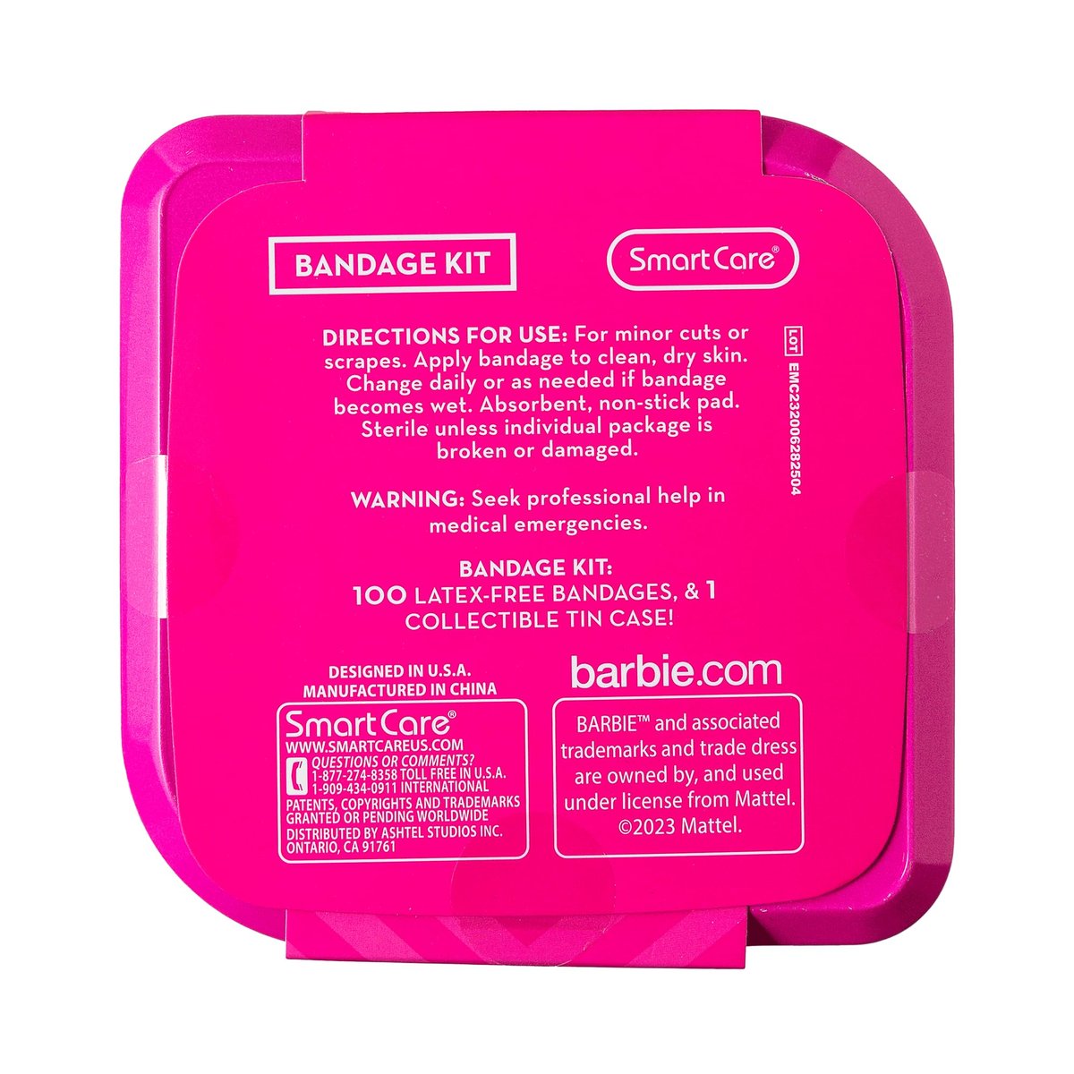 Smart Care Barbie Pflaster-Set für Kinder, 100 bunte Pflaster in verschiedenen Größen, inklusive Sammeldose im Barbie-Design