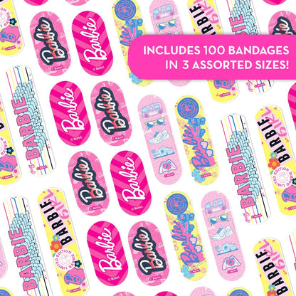 Smart Care Barbie Pflaster-Set für Kinder, 100 bunte Pflaster in verschiedenen Größen, inklusive Sammeldose im Barbie-Design
