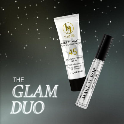Black Girl Sunscreen Make It Matte SPF 45 & Make It Pop Sungloss – Sonnenschutz für Gesicht & Haut, SPF 50 Lip Gloss, Reisegröße, unter Make-up tragbar, kein weißer Schimmer für melaninreiche Haut – 2er-Pack