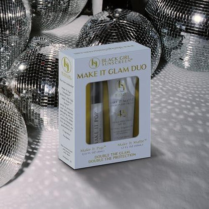 Black Girl Sunscreen Make It Matte SPF 45 & Make It Pop Sungloss – Sonnenschutz für Gesicht & Haut, SPF 50 Lip Gloss, Reisegröße, unter Make-up tragbar, kein weißer Schimmer für melaninreiche Haut – 2er-Pack
