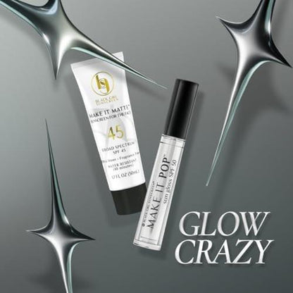 Black Girl Sunscreen Make It Matte SPF 45 & Make It Pop Sungloss – Sonnenschutz für Gesicht & Haut, SPF 50 Lip Gloss, Reisegröße, unter Make-up tragbar, kein weißer Schimmer für melaninreiche Haut – 2er-Pack