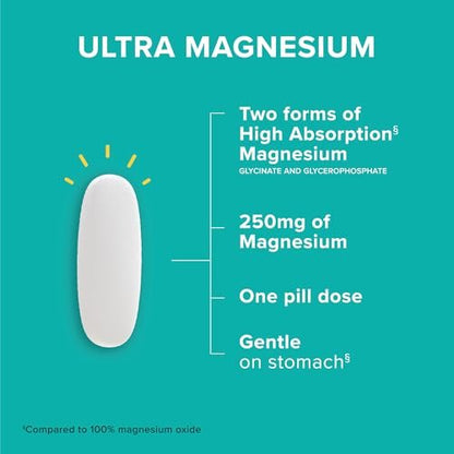 Qunol Magnesium Glycinat-Komplex, Magenschonend, 250mg pro Kapsel, Hochabsorbierendes Magnesium, Nahrungsergänzungsmittel für Nerven, Knochen und Muskeln, 60 Kapseln