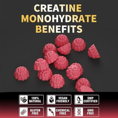 Nutravita Creatin-Monohydrat Gummibärchen für Männer & Frauen – 5 g Creatin pro Portion, zuckerfrei, vegan, Himbeergeschmack, 120 Stück