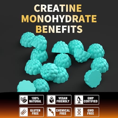 Nutravita NSF-zertifizierte Creatine Gummibärchen – Creatin-Monohydrat Gummies für Männer und Frauen – 5 g Creatin-Monohydrat pro Portion – Zuckerfrei, vegan, Blaubeergeschmack, 120 Stück