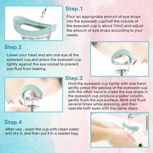 Augenspülbecher aus Silikon – Manuelles Druckluft-Augenspülset für erfrischte Augen, schnelle Linderung bei müden Augen, Entfernung von Staub und Make-up-Reizstoffen (Blau)