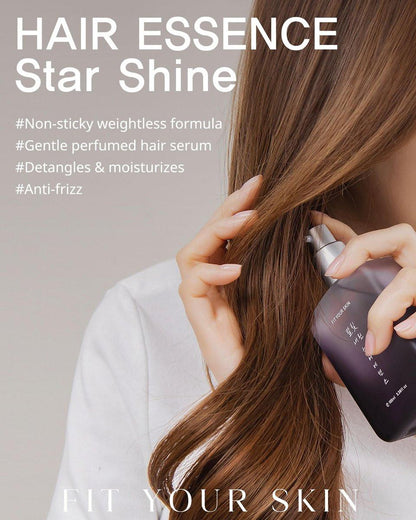 FIT YOUR SKIN Star Shine Hair Essence (100 ml) – Perfumer-Kreiertes Blumen-Moschus Haaröl Serum – Leichte Anti-Frizz Pflege für fliegende Haare & trockene Spitzen, mit Sacha Inchi & Arganöl, nicht fettend, K-Beauty