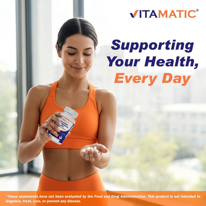 Vitamatic Calcium Magnesium Zink D3 Boron | 365 überzogene Tabletten | Calcium 1200 mg, Magnesium 420 mg, Zink 25 mg, Vitamin D3 1000 IE, Bor 1 mg | Non-GMO | Glutenfrei | Hergestellt in USA