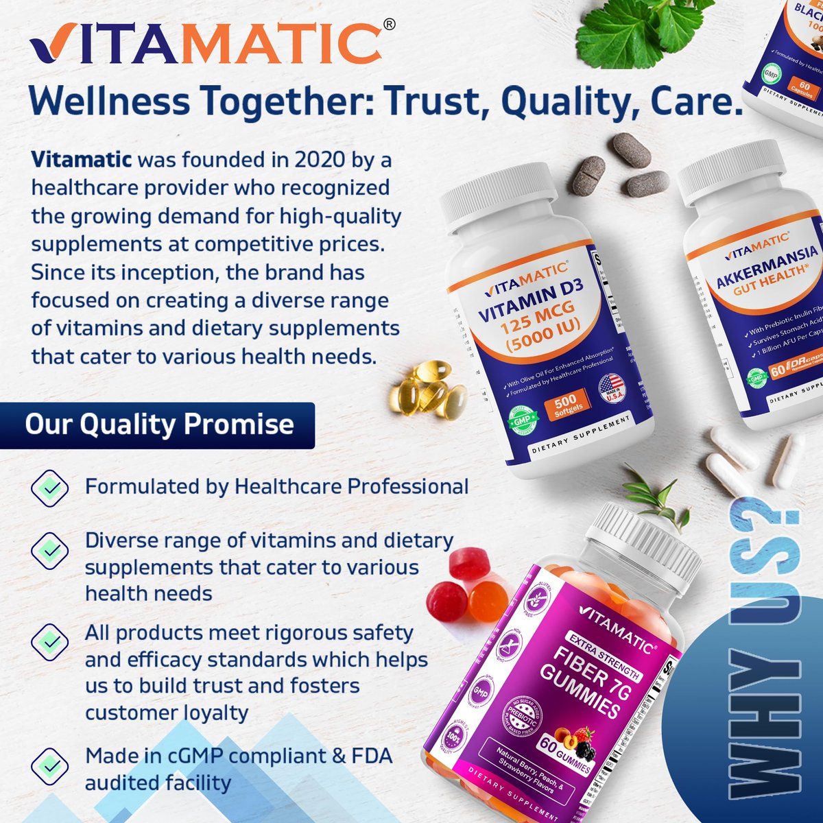 Vitamatic Calcium Magnesium Zink D3 Boron | 365 überzogene Tabletten | Calcium 1200 mg, Magnesium 420 mg, Zink 25 mg, Vitamin D3 1000 IE, Bor 1 mg | Non-GMO | Glutenfrei | Hergestellt in USA