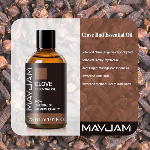 MAYJAM Gewürznelkenöl – Reines ätherisches Öl, 30 ml für Diffuser, Seifen- und Kerzenherstellung, ideal für Zuhause, Büro, Auto und Yoga