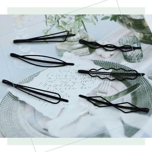 Naturahand 18-teilige geometrische Haarspangen aus Metall, 2,7 Zoll Minimalistische Haarnadeln für Frauen und Mädchen, Wellen-Haarspangen für Hochzeitsdekoration und zartes Styling (Schwarz, 6 Stile)