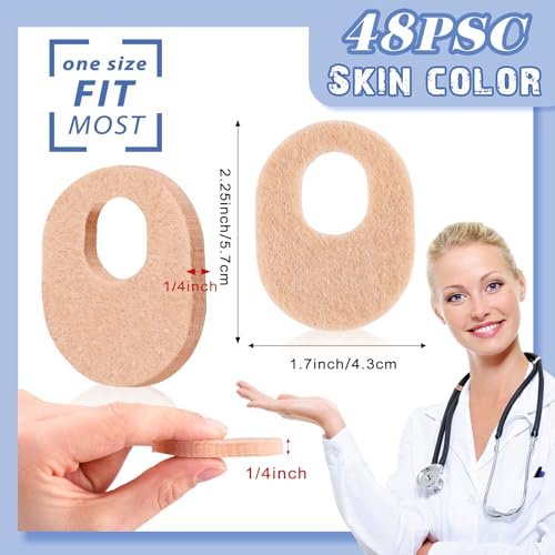 WILLBOND 48er Pack Hornhautpads, weich, 1/4 Zoll dick, oval, mit Kleber, für Männer und Frauen, zur Schmerzlinderung (Nude, 1/4 Zoll)