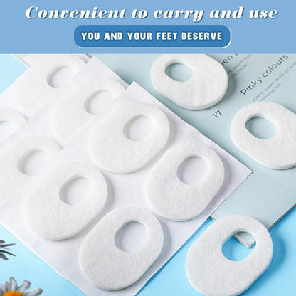 WILLBOND 48 Stück Hornhautpads weich 1/4" dick oval Fußpflaster Filzpolster selbstklebend für Männer Frauen Füße Zehen Schmerzlinderung (Weiß, 1/4 Zoll)