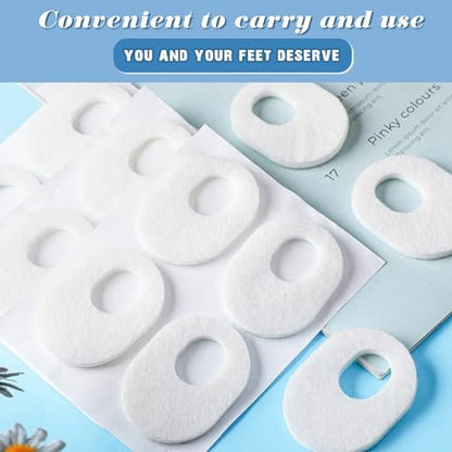 WILLBOND 48 Stück Hornhautpads weich 1/4" dick oval Fußpflaster Filzpolster selbstklebend für Männer Frauen Füße Zehen Schmerzlinderung (Weiß, 1/4 Zoll)