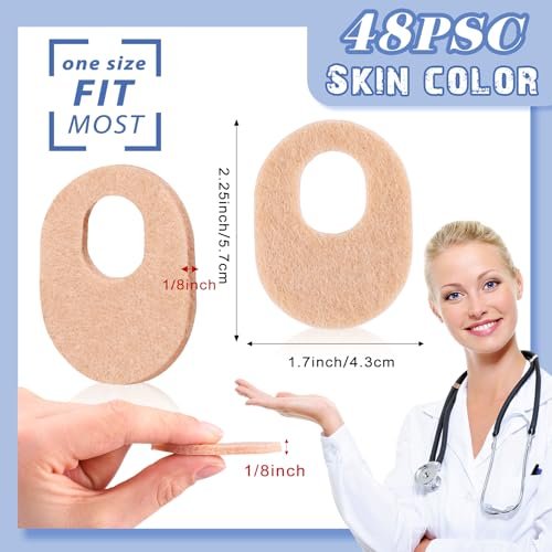 WILLBOND 48er Pack Hornhautpads, weich, 1/4 Zoll dick, oval, Maispads, 1/8 Zoll Filz-Hornhautpolster, selbstklebend, für Männer und Frauen, Fuß- und Zehenschmerzlinderung (nude, 1/8 Zoll)