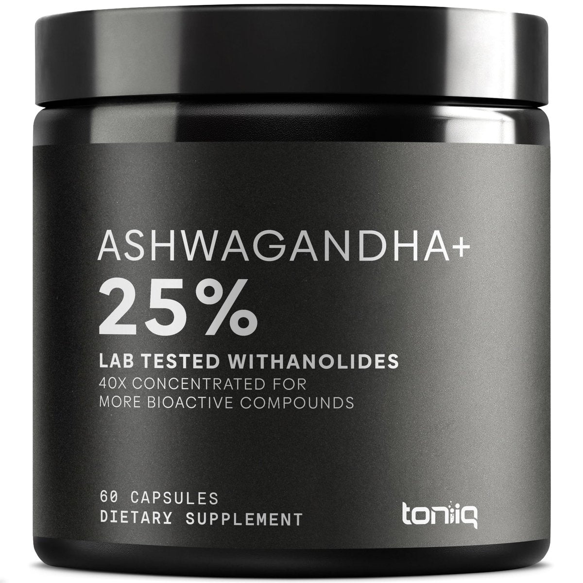 Toniiq Ashwagandha – Ultrahochwirksamer 40:1 Extrakt mit 25 % Withanoliden – Wild geerntet in Indien – Hochkonzentriert & laborgeprüft – 60 Kapseln