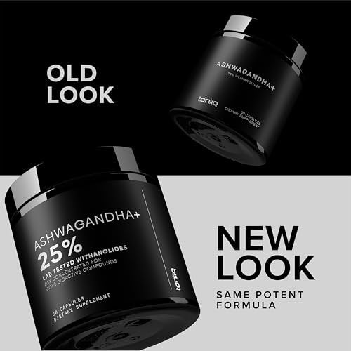Toniiq Ashwagandha – Ultrahochwirksamer 40:1 Extrakt mit 25 % Withanoliden – Wild geerntet in Indien – Hochkonzentriert & laborgeprüft – 60 Kapseln