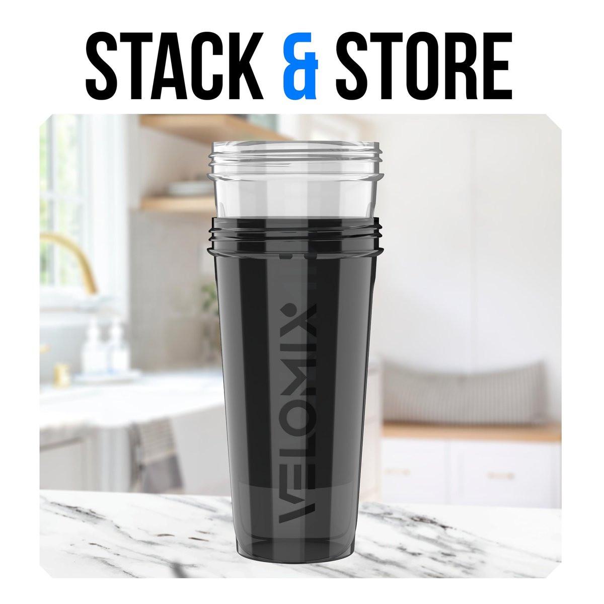 VELOMIX 2er-Pack 28 oz Proteinshaker-Flaschen mit 2x Drahtbesen – Auslaufsichere Shaker-Becher für Proteinshakes (Schwarz/Transparent)
