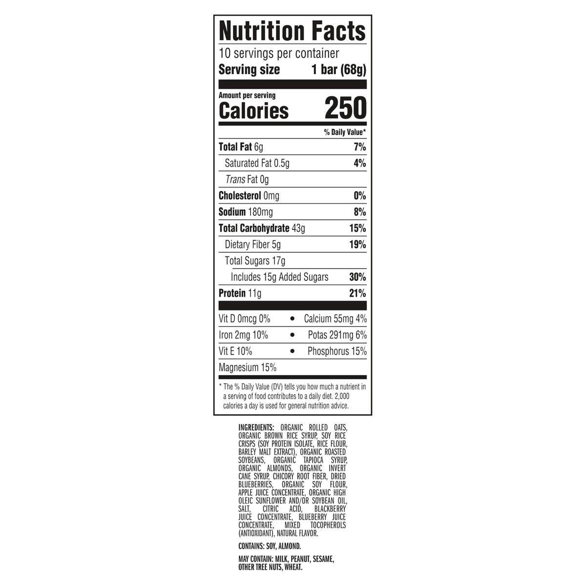 CLIF BAR – Energie- und Proteinriegel – Blaubeer-Mandel-Crisp – Mit Bio-Hafer – Non-GMO – (10er Pack)