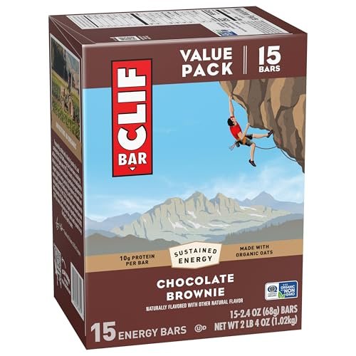 CLIF BAR Energieriegel – Chocolate Brownie – mit Hafer aus biologischem Anbau – 15er-Pack