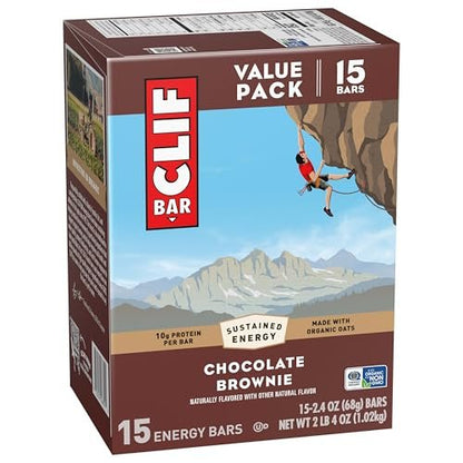 CLIF BAR Energieriegel – Chocolate Brownie – mit Hafer aus biologischem Anbau – 15er-Pack