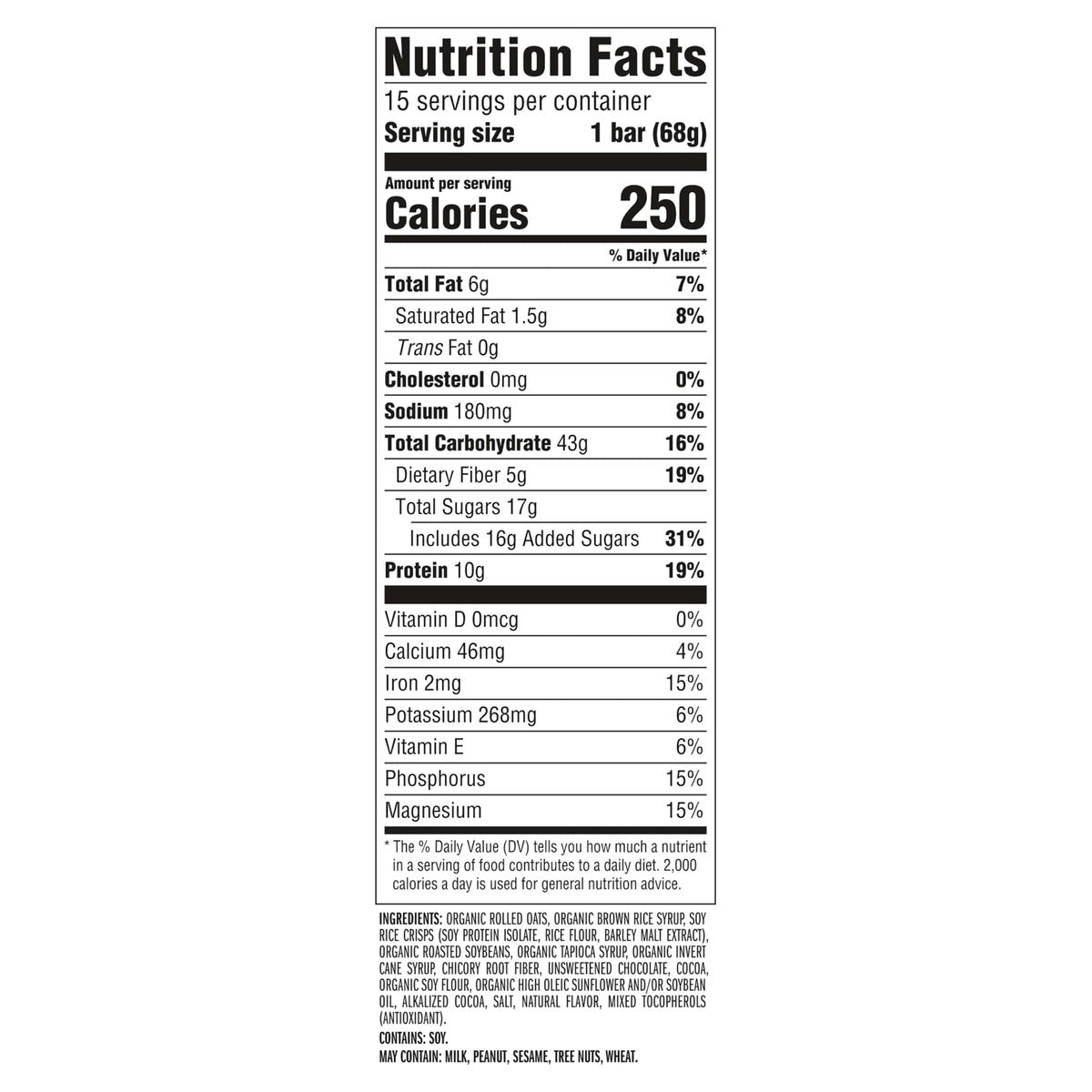 CLIF BAR Energieriegel – Chocolate Brownie – mit Hafer aus biologischem Anbau – 15er-Pack