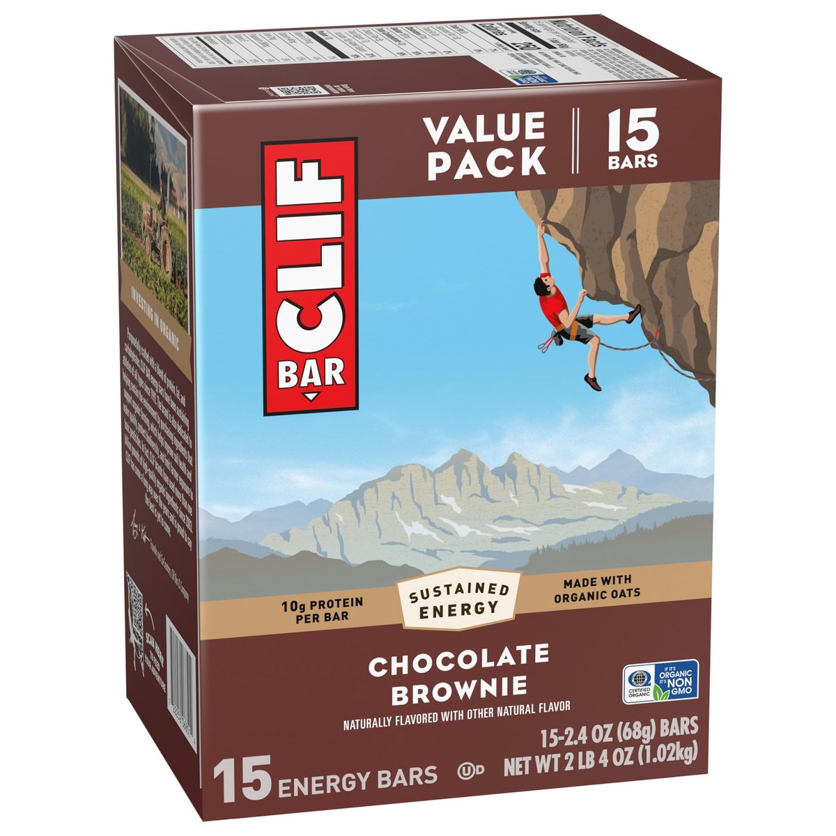 CLIF BAR Energieriegel – Chocolate Brownie – mit Hafer aus biologischem Anbau – 15er-Pack
