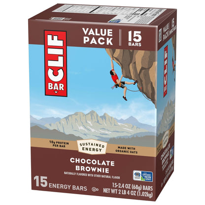 CLIF BAR Energieriegel – Chocolate Brownie – mit Hafer aus biologischem Anbau – 15er-Pack