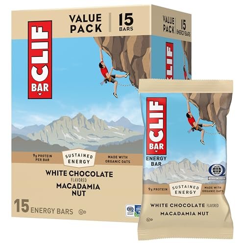 CLIF BAR Energie- und Proteinriegel – Weiße Schokolade Macadamianuss – mit Bio-Hafer – 15er-Pack
