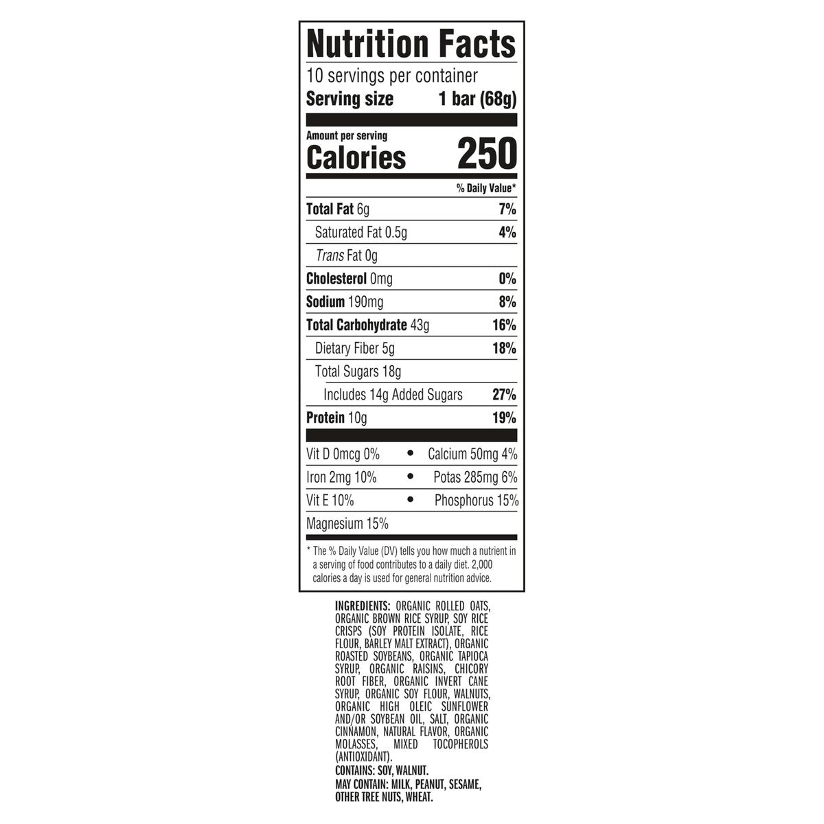 CLIF BAR Energieriegel - Haferflocken Rosinen Walnuss - mit Bio-Hafer - 10er Pack