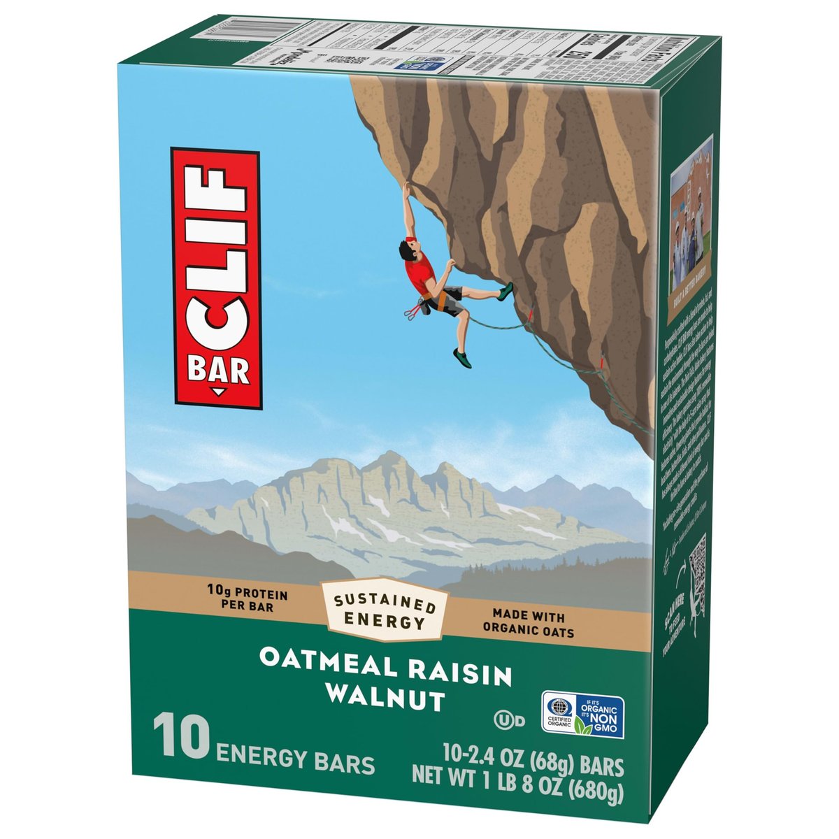 CLIF BAR Energieriegel - Haferflocken Rosinen Walnuss - mit Bio-Hafer - 10er Pack