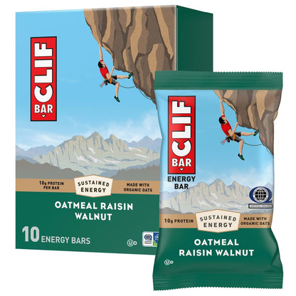 CLIF BAR Energieriegel - Haferflocken Rosinen Walnuss - mit Bio-Hafer - 10er Pack