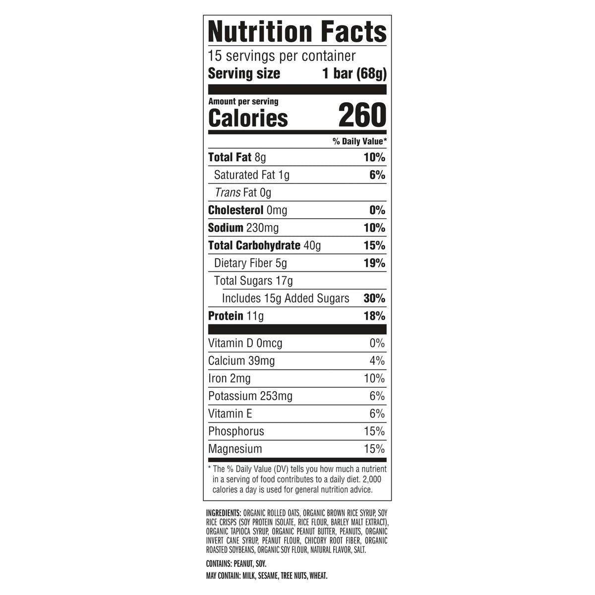 CLIF BAR – Energie- & Proteinriegel – Knusprige Erdnussbutter – mit Hafer aus biologischem Anbau – Energieriegel – Non-GMO – (15er Pack)