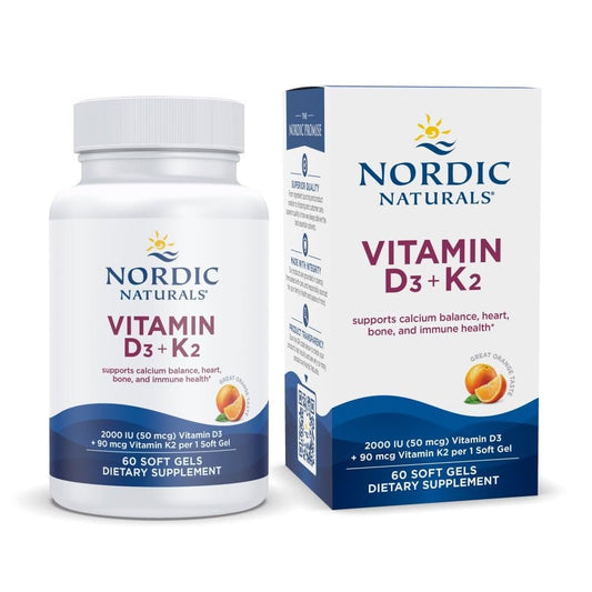 Nordic Naturals Vitamin D3 + K2, Orangengeschmack - 60 Softgels - Synergistische Unterstützung für Knochen, Immunfunktion & Kalziumgleichgewicht - Non-GMO - 60 Portionen