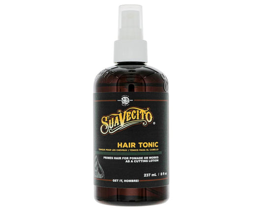 Suavecito Hair Tonic Spray 8 oz – Verleiht dem Haar Geschmeidigkeit und Widerstandskraft – Bekämpft Trockenheit, Rückstände und Haarbruch – Pflegt die Kopfhaut – Alkoholfrei, Parabenfrei, Sulfatfrei – Rosmarin, Hamamelis