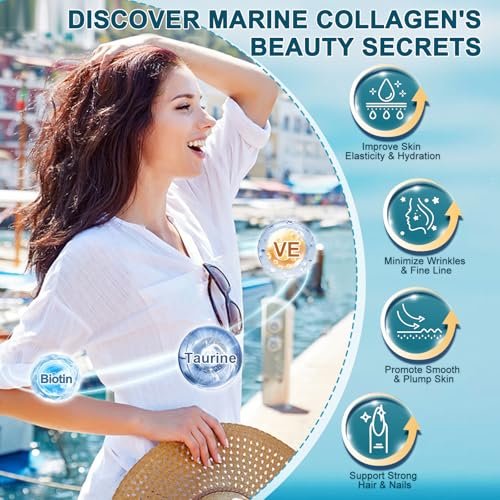 DRFOSTER Marine Collagen Peptide Pulver für Gelenkunterstützung, hydrolysiertes Typ I & III Fischkollagen mit MSM + GC, Hyaluronsäure & Vitamin C für Haut, Haare & Nägel, Wildfangfisch, 35 Portionen