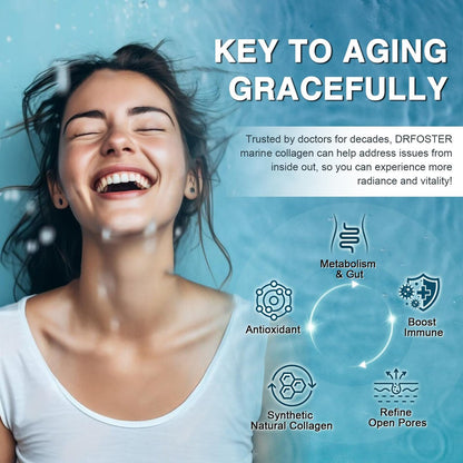DRFOSTER Marine Collagen Peptide Pulver für Gelenkunterstützung, hydrolysiertes Typ I & III Fischkollagen mit MSM + GC, Hyaluronsäure & Vitamin C für Haut, Haare & Nägel, Wildfangfisch, 35 Portionen