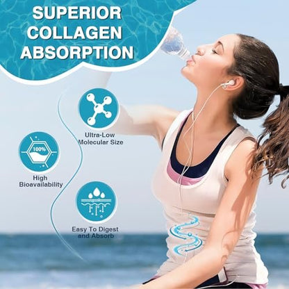 DRFOSTER Marine Collagen Peptide Pulver für Gelenkunterstützung, hydrolysiertes Typ I & III Fischkollagen mit MSM + GC, Hyaluronsäure & Vitamin C für Haut, Haare & Nägel, Wildfangfisch, 35 Portionen