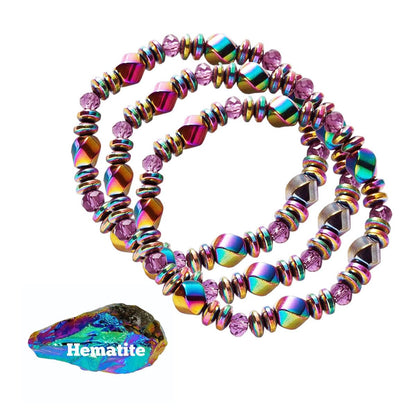 STCORPS7 Magnetarmband für Arthritis, Energie-Gesundheitsschmuck, Therapie für Schlaf, Kristallarmbänder bringen Glück, Wohlstand und Glück (3 Stück bunt), 23,9 cm