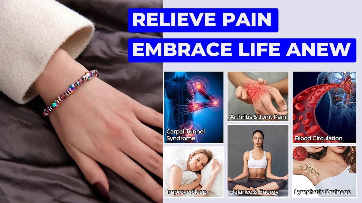STCORPS7 Magnetarmband für Arthritis, Energie-Gesundheitsschmuck, Therapie für Schlaf, Kristallarmbänder bringen Glück, Wohlstand und Glück (3 Stück bunt), 23,9 cm